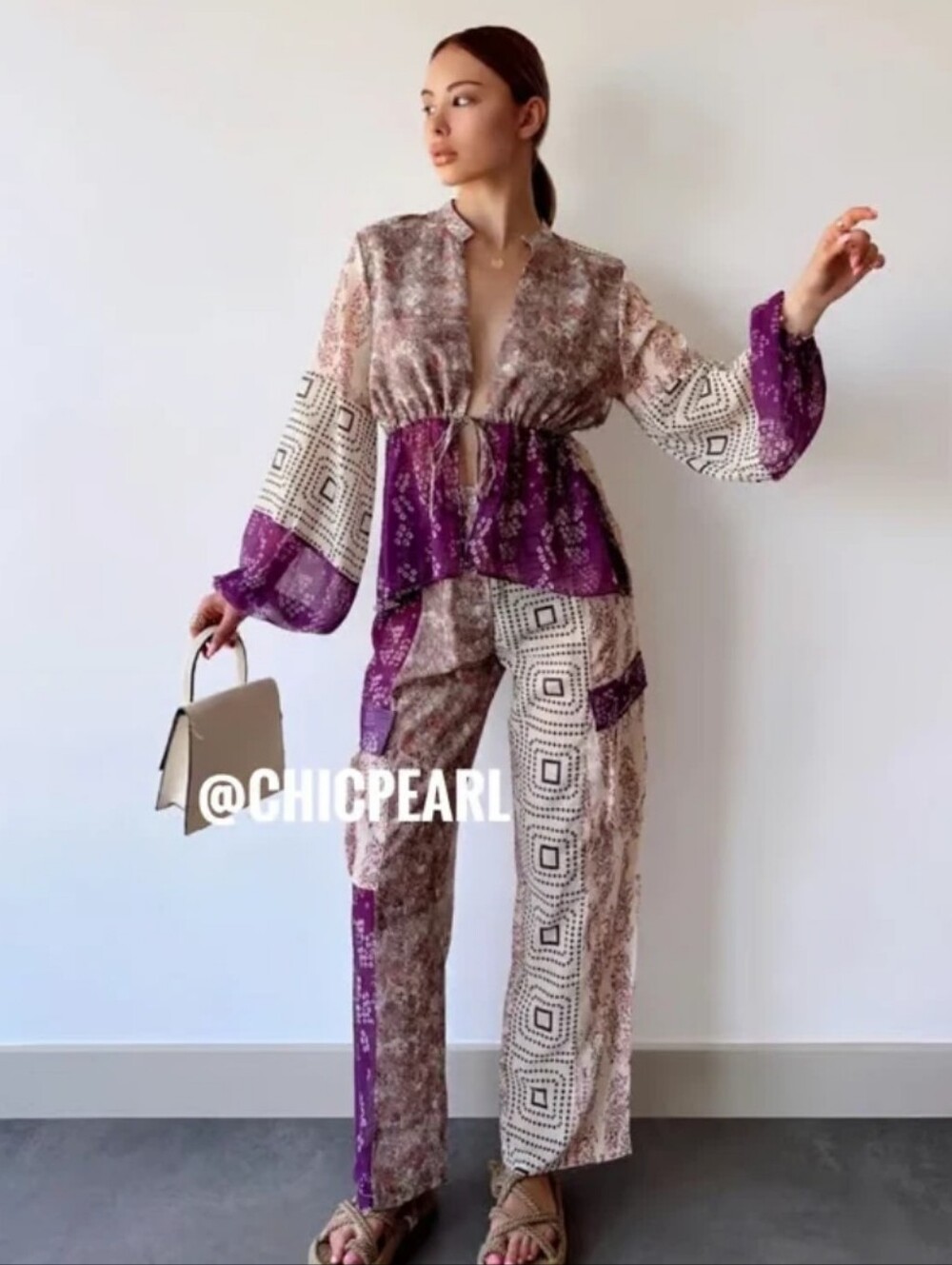 Zara 2-Piece Patchwork Pantset Bloggers Fav Med NWOT-free people-anthropologie